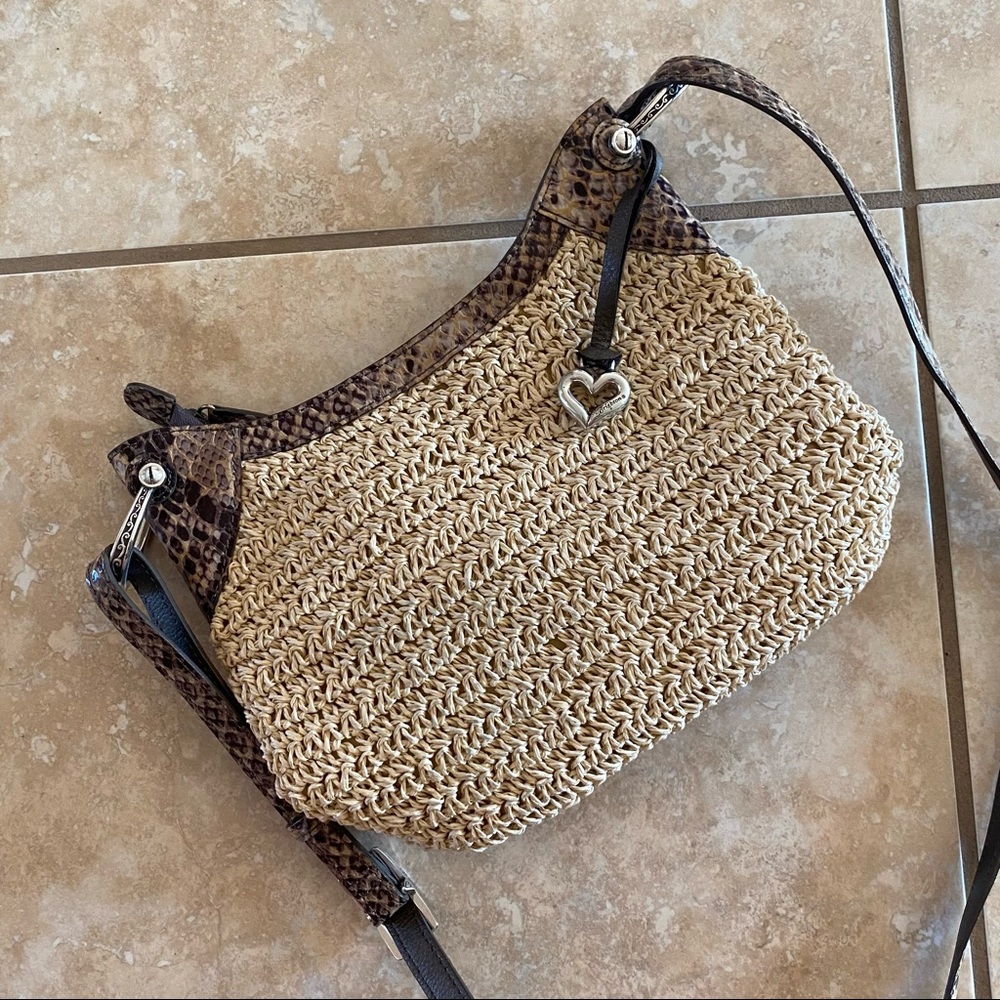 Brighton Straw and Leather crossbody bag